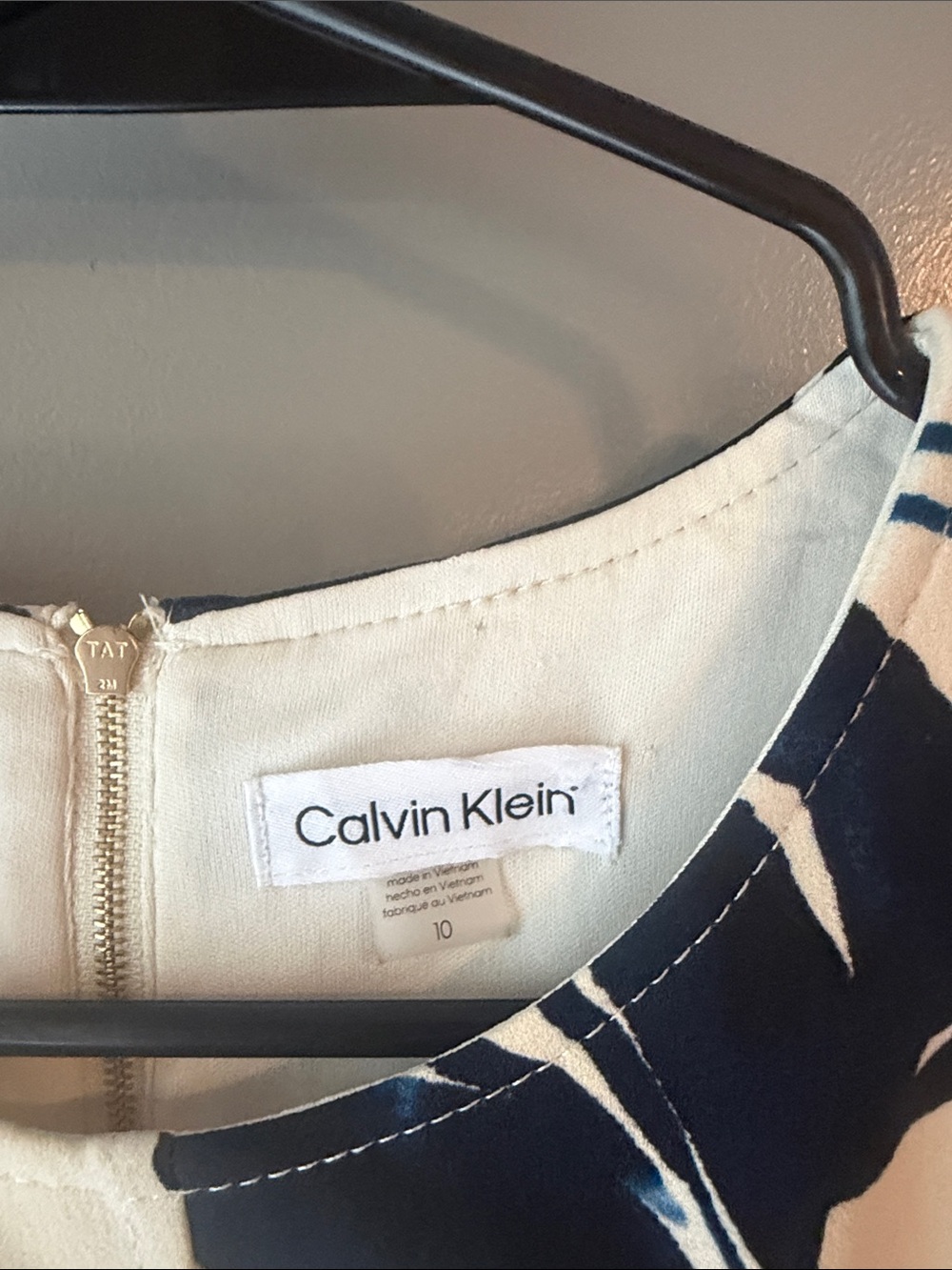NWT Calvin Klein Cream Maxi Dress with Navy & Brown Botanical Print - Picture 3 of 3